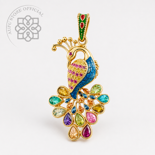 MAYURA RADIANCE — Multi-Color Gemstone Peacock Statement Pendant มยุราเรเดียนซ์ จี้พลอยหลากสี ดีไซน์นกยูงกางหาง