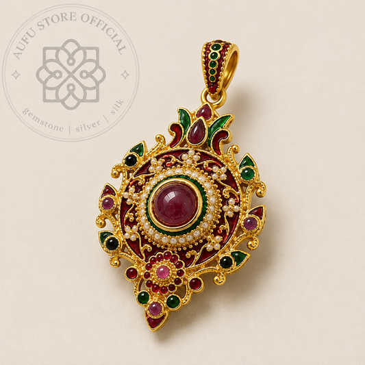 SIAM CELESTIA — Multi-Color Gemstone Heritage Ornamental Pendant สยาม เซเลสเทีย  จี้พลอยหลากสี ดีไซน์ Heritage Ornamental