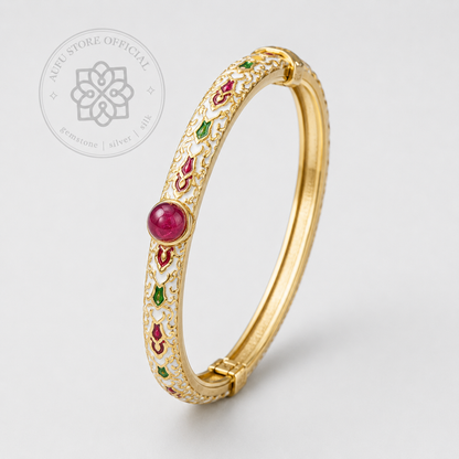 RUBINA ENAMELLE — Genuine Ruby Enamel Heritage Bangle Bracelet  รูบินา เอนาเมลล์ กำไลข้อมือทับทิมแท้ งานลงยา