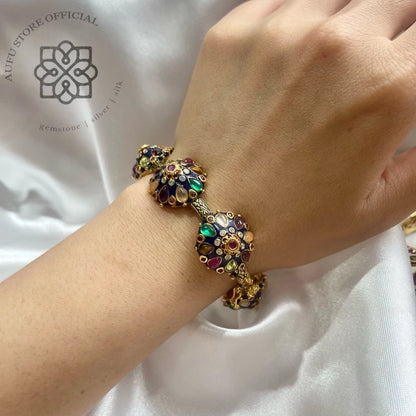 RATANA MANDALA — Genuine Multi-Gemstone Heritage Statement Bangle รัตนมณฑลา กำไลข้อมือพลอยแท้หลากสี ดีไซน์มณฑล