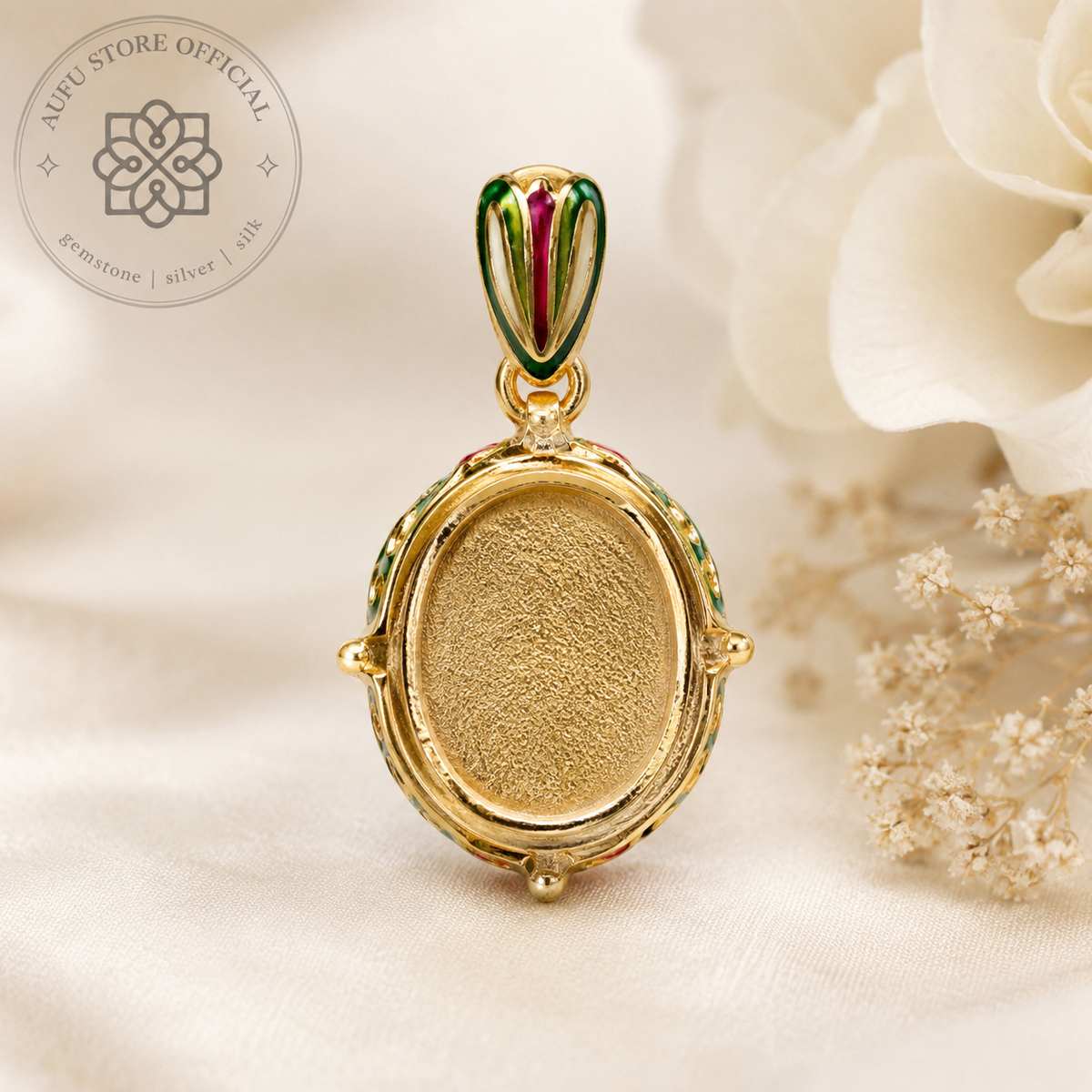 RUBINA VERDANT — Ruby Cabochon Heritage Pendant รูบินา เวอร์แดนท์ — จี้ทับทิมทรงรี ดีไซน์ Heritage Ornamental