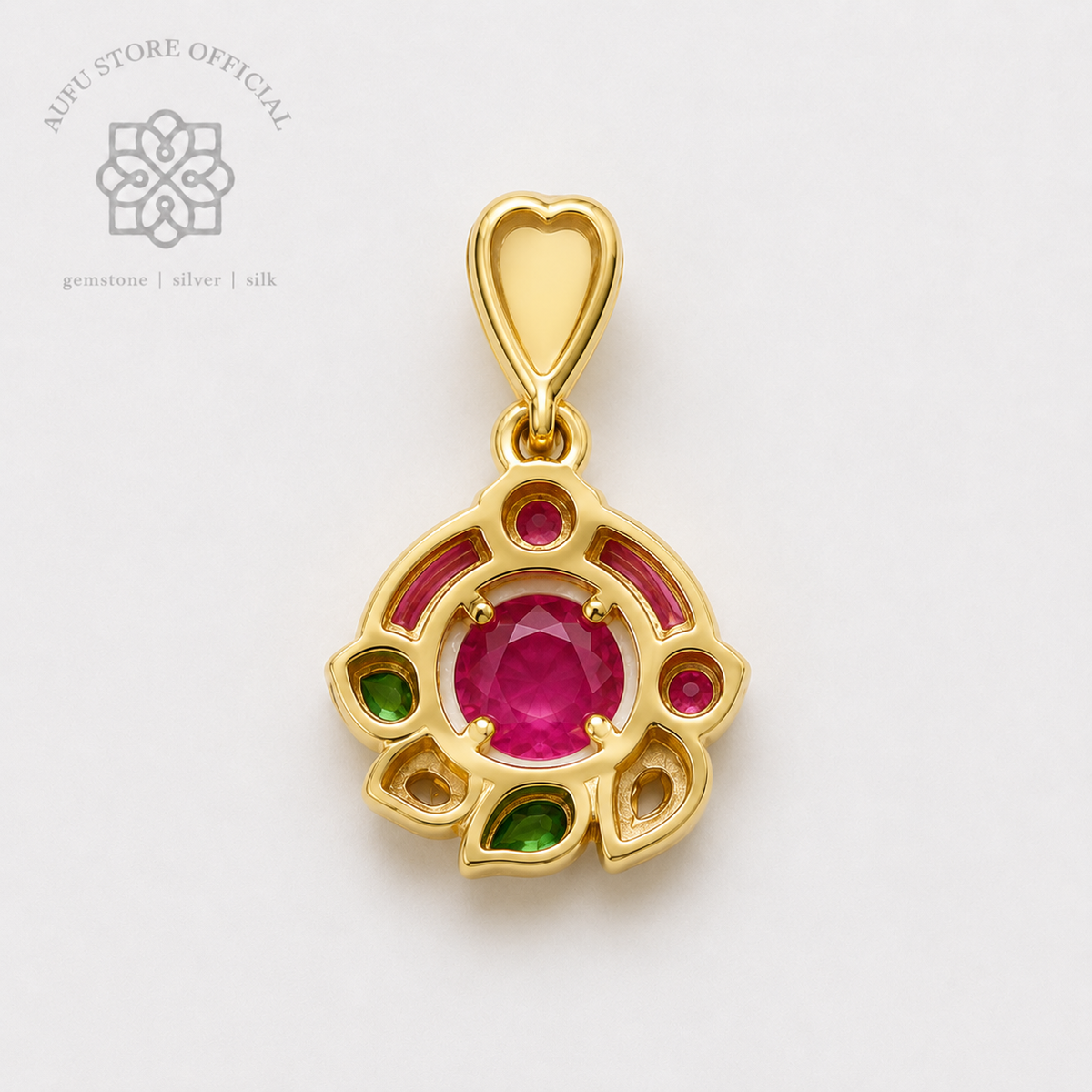 RUBINA LOTUS — Genuine Ruby Floral Ornamental Pendant รูบินา โลตัส  จี้ทับทิมแท้ ดีไซน์ดอกบัว Ornamental