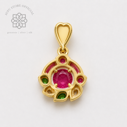 RUBINA LOTUS — Genuine Ruby Floral Ornamental Pendant รูบินา โลตัส  จี้ทับทิมแท้ ดีไซน์ดอกบัว Ornamental