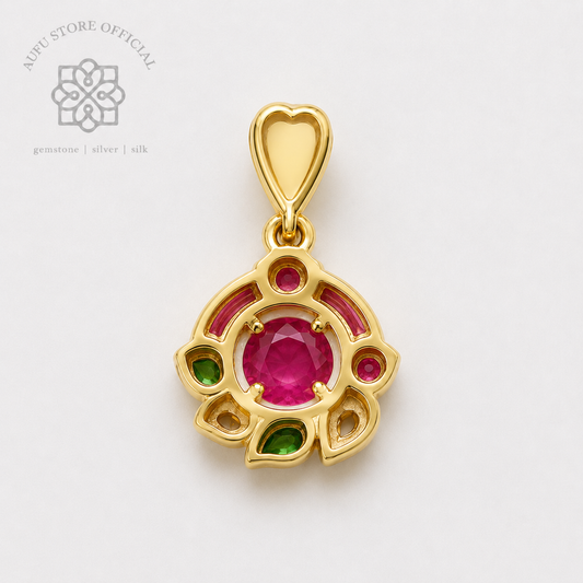 RUBINA LOTUS — Genuine Ruby Floral Ornamental Pendant รูบินา โลตัส  จี้ทับทิมแท้ ดีไซน์ดอกบัว Ornamental