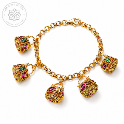 RUBINA BAGATELLE — Genuine Ruby Handbag Charm Bracelet รูบินา บากาแตล สร้อยข้อมือทับทิมแท้ จี้กระเป๋า Charm Bracelet
