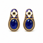 NILA LOTUS — Genuine Sapphire Cabochon Statement Earrings นิลโลตัส  ต่างหูไพลินแท้ทรงรีหลังเบี้ย