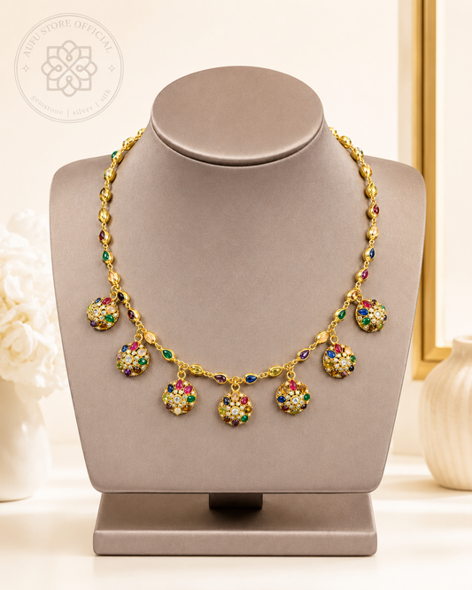 NAVARATNA CELESTIAL GARLAND นวรัตน์ เซเลสเชียล การ์แลนด์ — สร้อยคอพลอยนพเก้า จี้ห้อยรัตนชาติหลากสี
