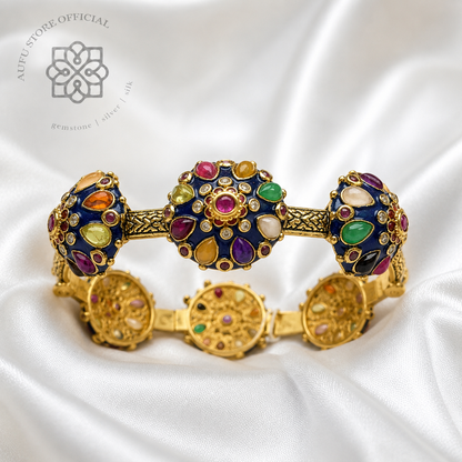 RATANA MANDALA — Genuine Multi-Gemstone Heritage Statement Bangle รัตนมณฑลา กำไลข้อมือพลอยแท้หลากสี ดีไซน์มณฑล