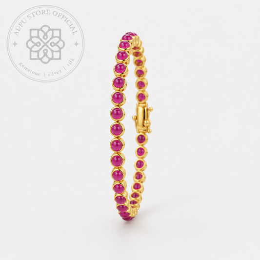 RUBINA ÉTERNELLE — Genuine Ruby Cabochon Line Bracelet รูบินา เอแตร์แนล สร้อยข้อมือทับทิมแท้เรียงรอบเส้น