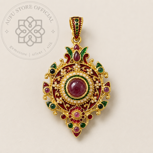 SIAM CELESTIA — Multi-Color Gemstone Heritage Ornamental Pendant สยาม เซเลสเทีย  จี้พลอยหลากสี ดีไซน์ Heritage Ornamental
