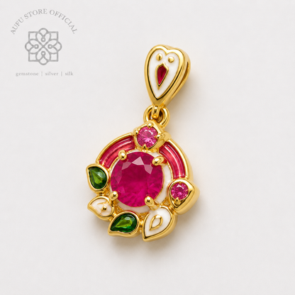 RUBINA LOTUS — Genuine Ruby Floral Ornamental Pendant รูบินา โลตัส  จี้ทับทิมแท้ ดีไซน์ดอกบัว Ornamental