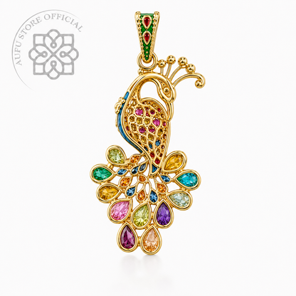 MAYURA RADIANCE — Multi-Color Gemstone Peacock Statement Pendant มยุราเรเดียนซ์ จี้พลอยหลากสี ดีไซน์นกยูงกางหาง