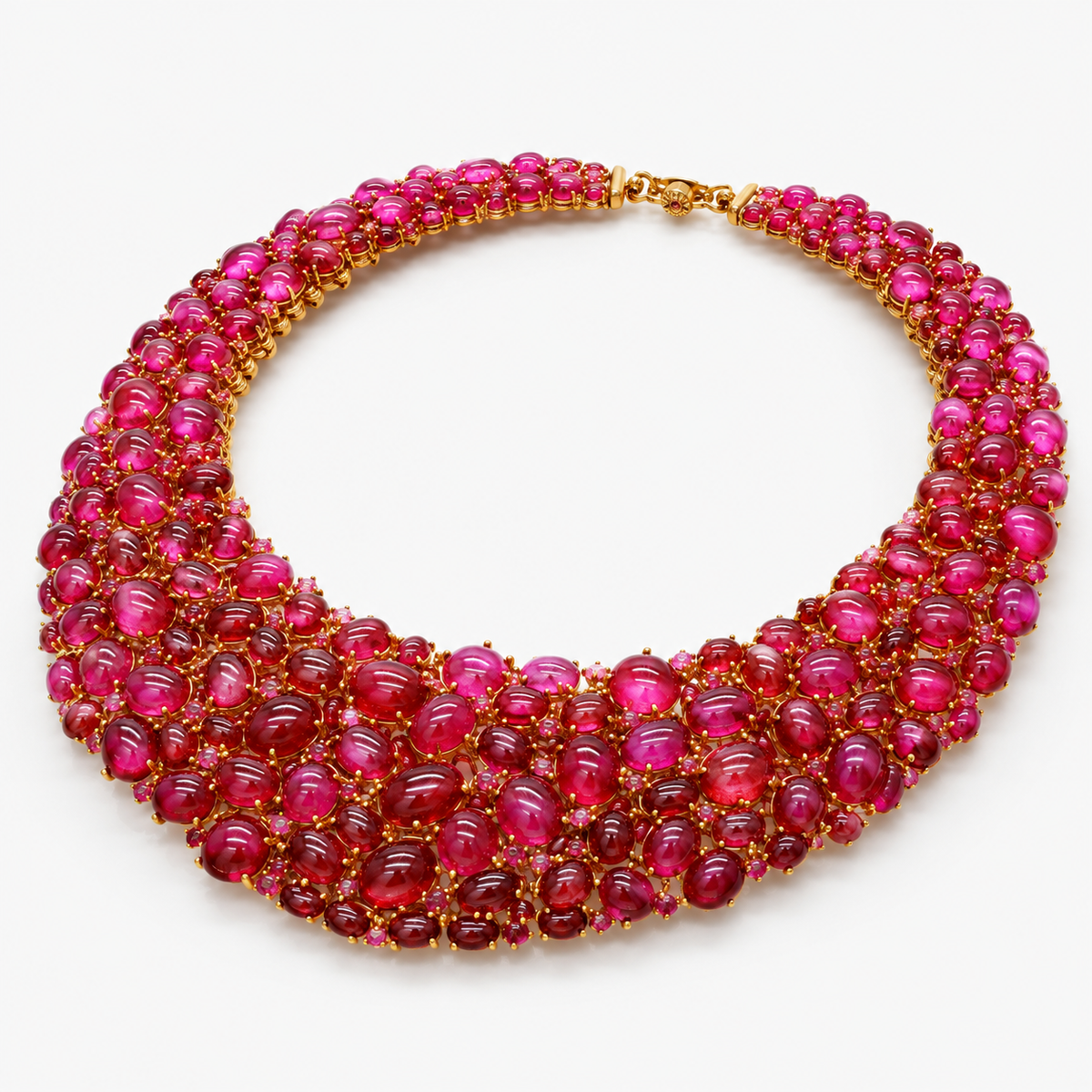 RUBINA MALA — Genuine Ruby Multi-Row Bib Statement Necklace รูบินามาลา สร้อยคอทับทิมแท้เรียงหลายแถว ดีไซน์ Bib Statement