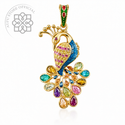 MAYURA RADIANCE — Multi-Color Gemstone Peacock Statement Pendant มยุราเรเดียนซ์ จี้พลอยหลากสี ดีไซน์นกยูงกางหาง