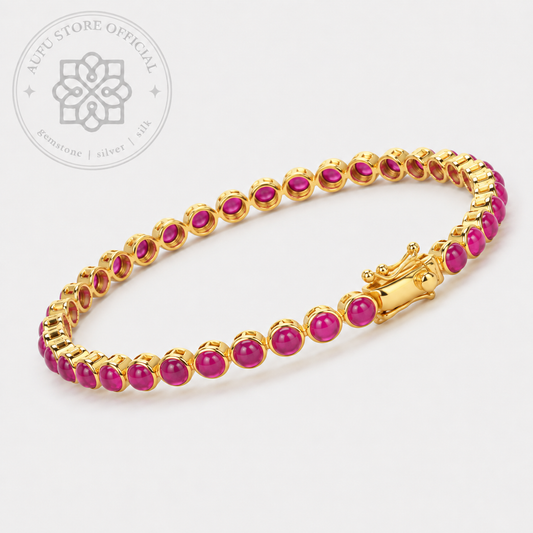 RUBINA ÉTERNELLE — Genuine Ruby Cabochon Line Bracelet รูบินา เอแตร์แนล สร้อยข้อมือทับทิมแท้เรียงรอบเส้น