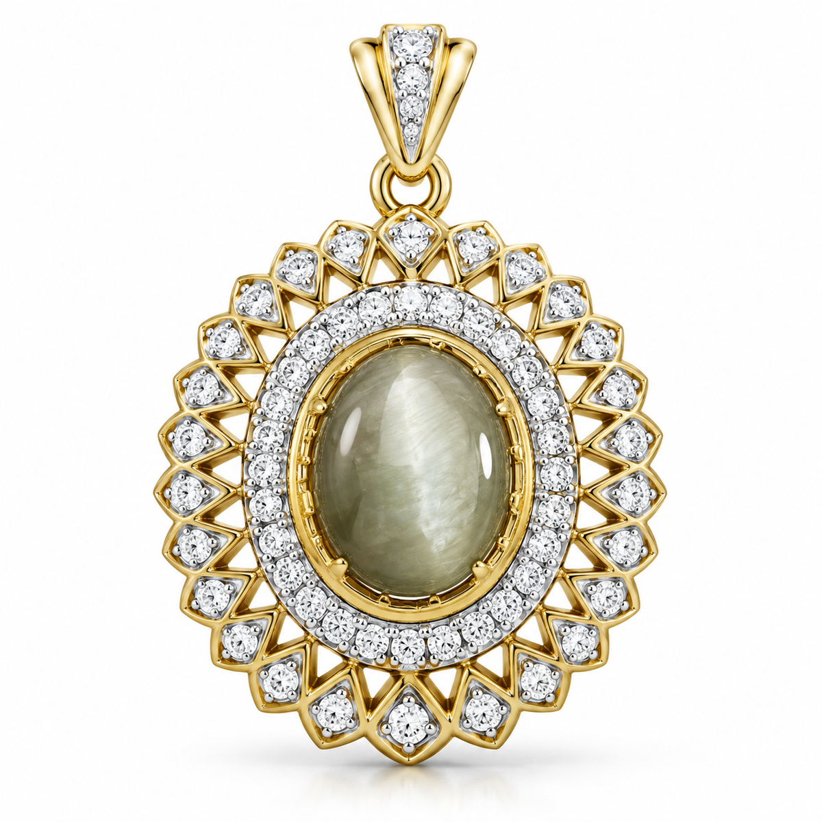 AUFU STORE Pale Ruby Gemstone 2-in-1 Pendant & Brooch, Oval Cabochon, 925 Sterling Silver with 24K Gold Plating