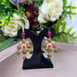 ต่างหูพลอยแท้หลากสีทรงระย้า ดีไซน์ดอกไม้วินเทจ | Genuine Multi-Gemstone Vintage Floral Drop Earrings