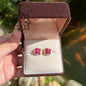 ต่างหูพลอยแท้สีชมพู ดีไซน์ดอกไม้ 4 กลีบ Genuine Pink Gemstone Floral Stud Earrings – Four-Petal Design