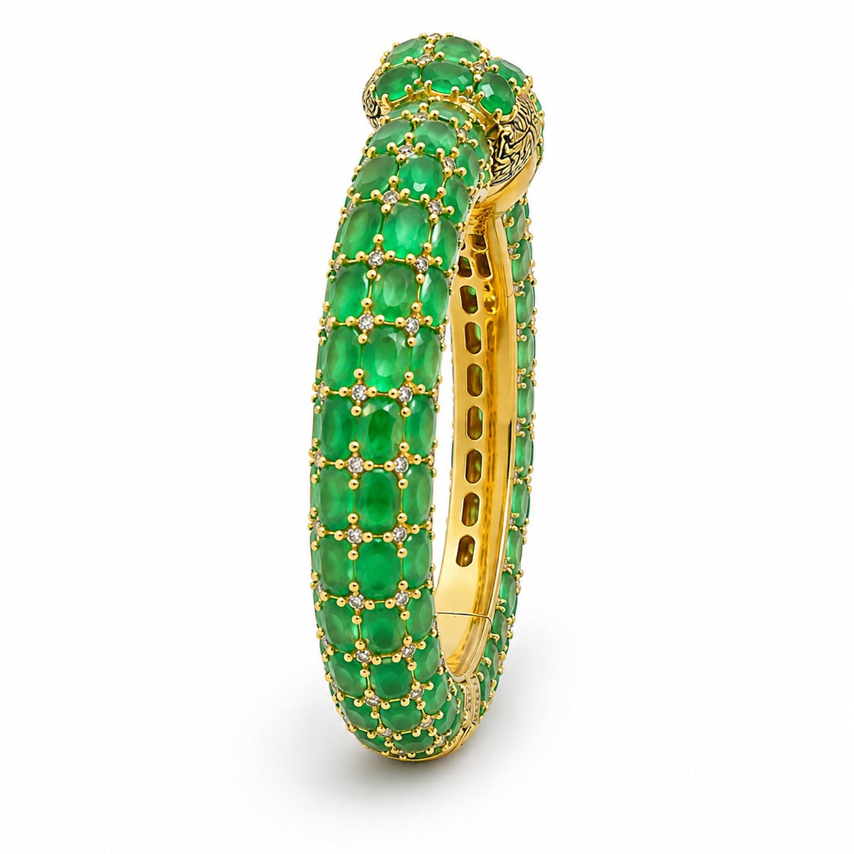 MARAKATA VANA™ — Genuine Emerald Multi-Row Statement Cuff Bracelet มรกตวนา — กำไลข้อมือมรกตแท้เรียงหลายแถว