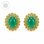 VANA AURELIA — Genuine Green Agate Floral Halo Stud Earrings วนา ออเรเลีย ต่างหูโมราเขียวแท้ดีไซน์ Floral Halo