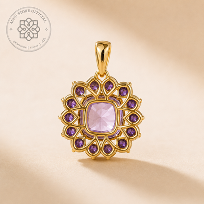 AMETHYST CELESTE — Amethyst Floral Halo Statement Pendant AMETHYST CELESTE อเมทิสต์ เซเลสต์ — จี้อเมทิสต์ดีไซน์ Floral Halo