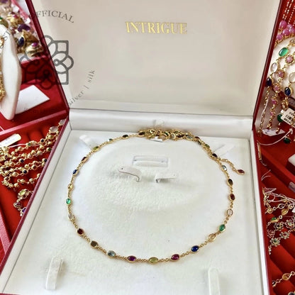 NAVARATNA LUMINA นวรัตน์ ลูมินา — Genuine Nine-Gem Necklace in 925 Sterling Silver with 24K Gold Plating สร้อยคอพลอยแท้ นพเก้า เงินแท้ 92.5% ชุบทองคำแท้ 24K
