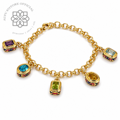 RATANA PRISM — Genuine Multi-Gemstone Charm Bracelet รัตนปริซึม สร้อยข้อมือพลอยแท้หลากสี Charm Bracelet