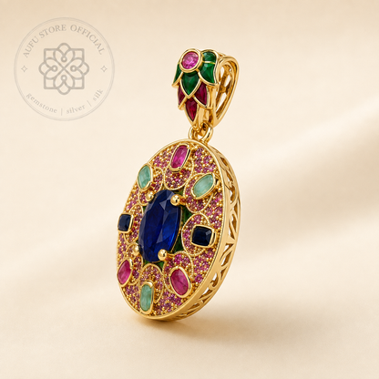 CELESTIAL MANDALA — Multicolor Gemstone Ornamental Statement Pendant CELESTIAL MANDALA เซเลสเชียล มันดาลา จี้พลอยหลากสี ดีไซน์ Statement