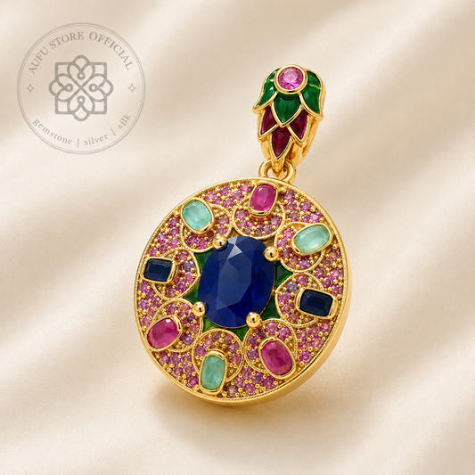 CELESTIAL MANDALA — Multicolor Gemstone Ornamental Statement Pendant CELESTIAL MANDALA เซเลสเชียล มันดาลา จี้พลอยหลากสี ดีไซน์ Statement