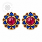 RUBINA NILPADMA — Genuine Ruby Floral Statement Stud Earrings รูบินา นิลปัทมา  ต่างหูทับทิมแท้ดีไซน์ดอกไม้