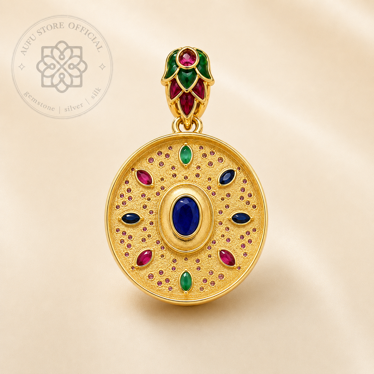 CELESTIAL MANDALA — Multicolor Gemstone Ornamental Statement Pendant CELESTIAL MANDALA เซเลสเชียล มันดาลา จี้พลอยหลากสี ดีไซน์ Statement