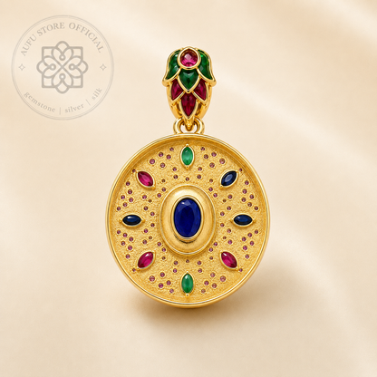 CELESTIAL MANDALA — Multicolor Gemstone Ornamental Statement Pendant CELESTIAL MANDALA เซเลสเชียล มันดาลา จี้พลอยหลากสี ดีไซน์ Statement