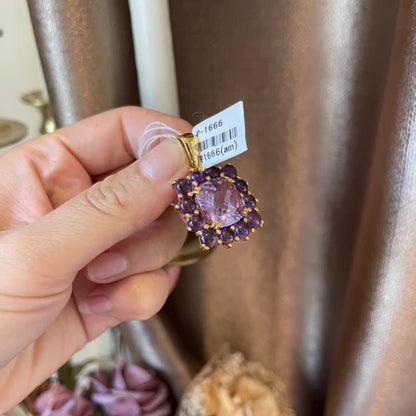 AMETHYST CELESTE — Amethyst Floral Halo Statement Pendant AMETHYST CELESTE อเมทิสต์ เซเลสต์ — จี้อเมทิสต์ดีไซน์ Floral Halo