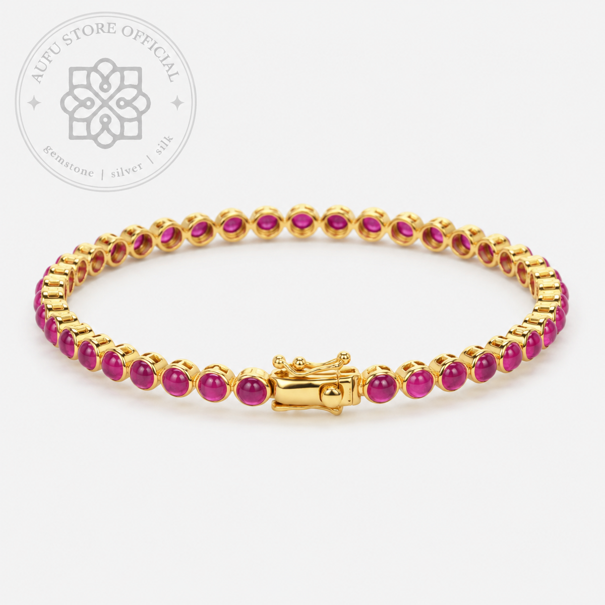 RUBINA ÉTERNELLE — Genuine Ruby Cabochon Line Bracelet รูบินา เอแตร์แนล สร้อยข้อมือทับทิมแท้เรียงรอบเส้น