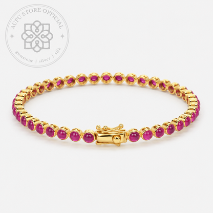RUBINA ÉTERNELLE — Genuine Ruby Cabochon Line Bracelet รูบินา เอแตร์แนล สร้อยข้อมือทับทิมแท้เรียงรอบเส้น
