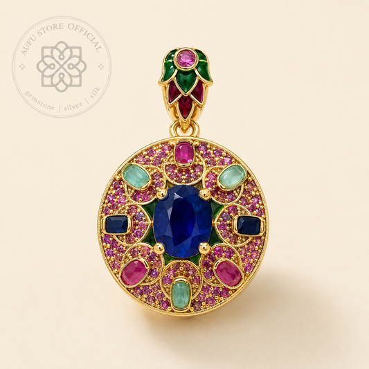CELESTIAL MANDALA — Multicolor Gemstone Ornamental Statement Pendant CELESTIAL MANDALA เซเลสเชียล มันดาลา จี้พลอยหลากสี ดีไซน์ Statement