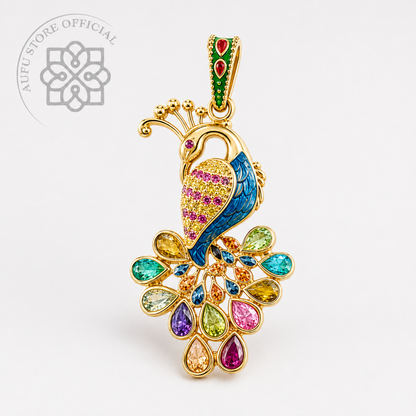 MAYURA RADIANCE — Multi-Color Gemstone Peacock Statement Pendant มยุราเรเดียนซ์ จี้พลอยหลากสี ดีไซน์นกยูงกางหาง