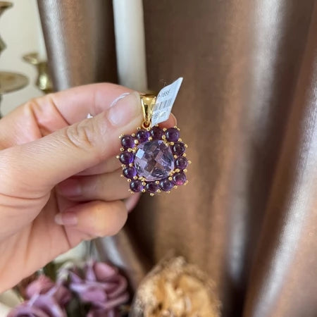 AMETHYST CELESTE — Amethyst Floral Halo Statement Pendant AMETHYST CELESTE อเมทิสต์ เซเลสต์ — จี้อเมทิสต์ดีไซน์ Floral Halo