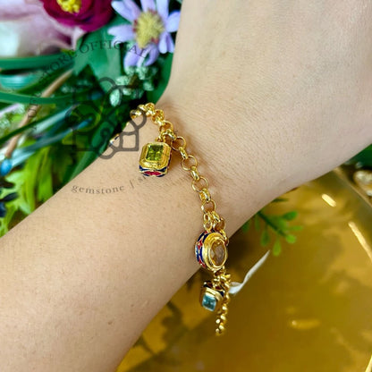RATANA PRISM — Genuine Multi-Gemstone Charm Bracelet รัตนปริซึม สร้อยข้อมือพลอยแท้หลากสี Charm Bracelet