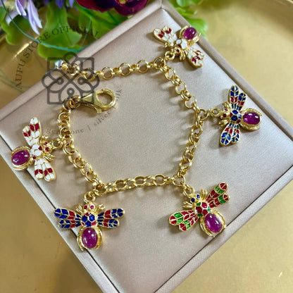 AURELIA FLIGHT — Genuine Gemstone Winged Charm Bracelet ออเรเลีย ไฟลต์ สร้อยข้อมือพลอยแท้ จี้แมลงมีปีกหลากสี