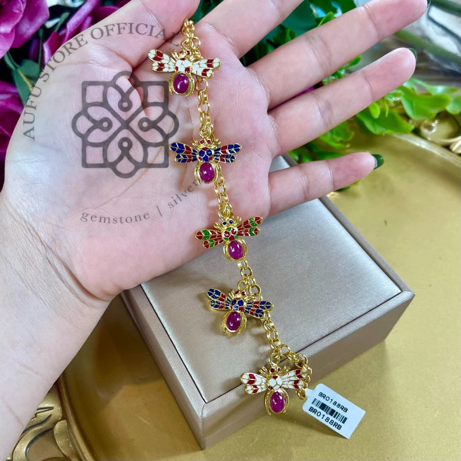 AURELIA FLIGHT — Genuine Gemstone Winged Charm Bracelet ออเรเลีย ไฟลต์ สร้อยข้อมือพลอยแท้ จี้แมลงมีปีกหลากสี