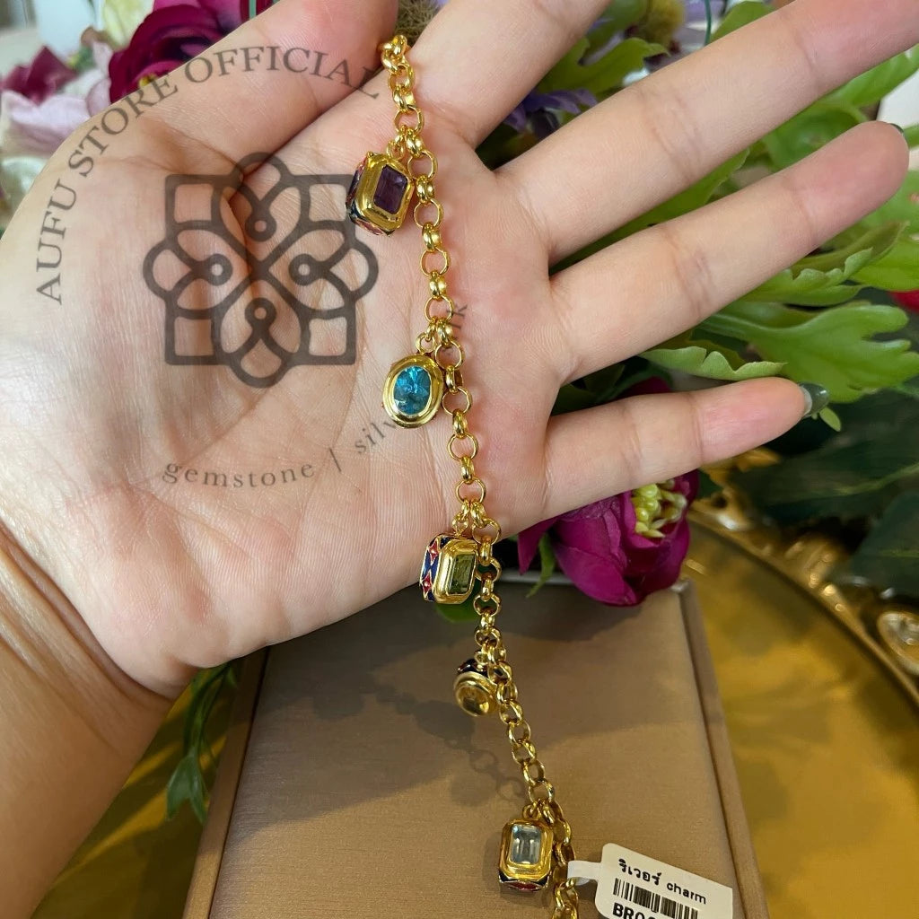 RATANA PRISM — Genuine Multi-Gemstone Charm Bracelet รัตนปริซึม สร้อยข้อมือพลอยแท้หลากสี Charm Bracelet