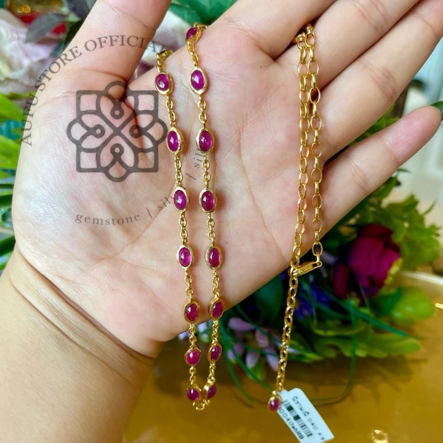 RUBINA LINEA — Genuine Ruby Station Necklace รูบินา ลิเนีย — สร้อยคอทับทิมแท้
