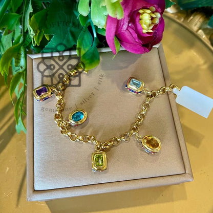 RATANA PRISM — Genuine Multi-Gemstone Charm Bracelet รัตนปริซึม สร้อยข้อมือพลอยแท้หลากสี Charm Bracelet