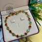 SANDHYA RATTANA — Genuine Ruby &amp; London Blue Topaz Half-Rivière Necklace สร้อยคอทับทิมแท้และลอนดอนบลูโทพาส
