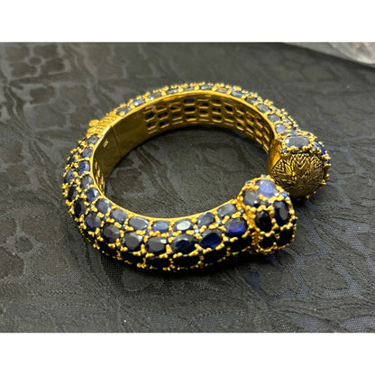 NILA RATTANA™ — Genuine Sapphire Multi-Row Statement Cuff Bracelet นิลรัตนา — กำไลข้อมือไพลินแท้