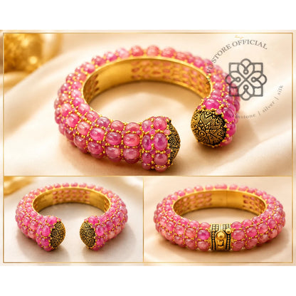รัตนมาลา — กำไลข้อมือทับทิมแท้เรียงหลายแถว  RATTANA MALA Genuine Ruby Multi-Row Statement Cuff Bracelet