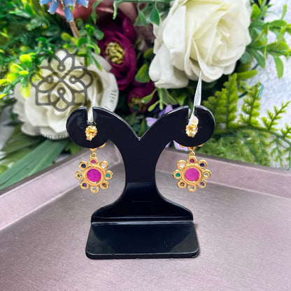 RATANA BLOOM — Colorful Multi-Gemstone Floral Drop Earrings รัตนบุปผา  ต่างหูพลอยหลากสีดีไซน์ดอกไม้