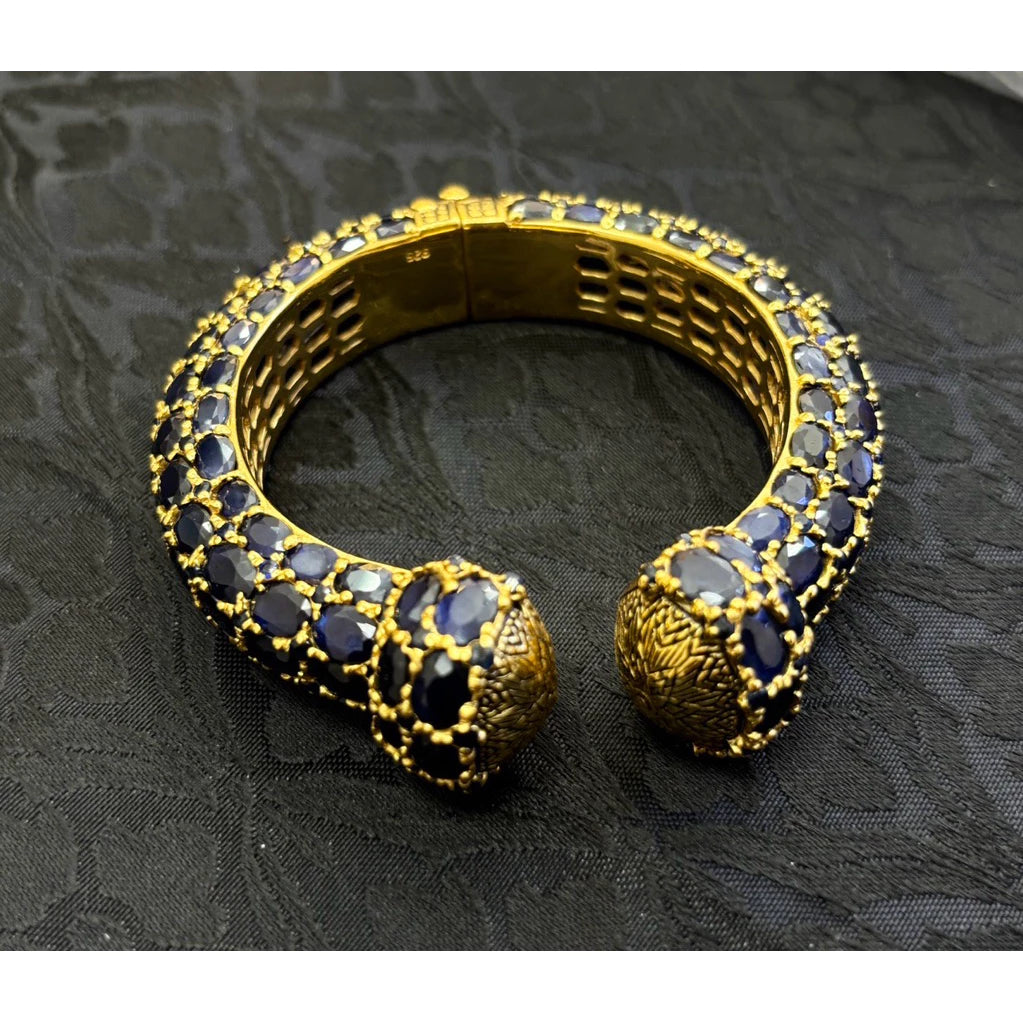 NILA RATTANA™ — Genuine Sapphire Multi-Row Statement Cuff Bracelet นิลรัตนา — กำไลข้อมือไพลินแท้