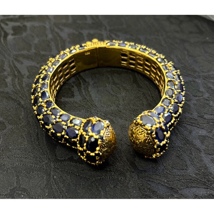 NILA RATTANA™ — Genuine Sapphire Multi-Row Statement Cuff Bracelet นิลรัตนา — กำไลข้อมือไพลินแท้